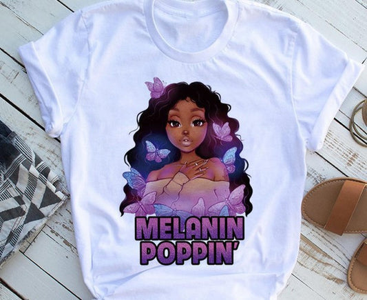 Melanin Poppin Short Sleeve Graphic T-Shirt